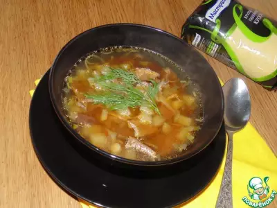 Грибной суп с пореем и кус кусом