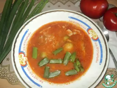 Суп с кальмарами рисом и брюссельской капустой