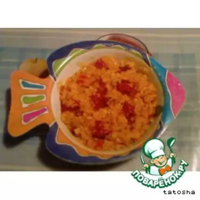Рис с колбасой и томатом