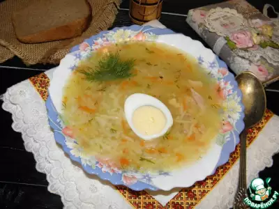Куриный суп с пшеном и вермишелью