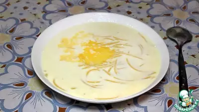 Молочный суп из тонких спагетти