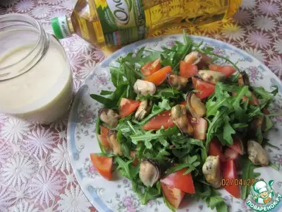Яблочный постный "майонез" и салат с мидиями