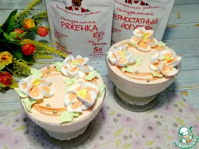 Муссовый десерт из йогурта с ряженкой фото