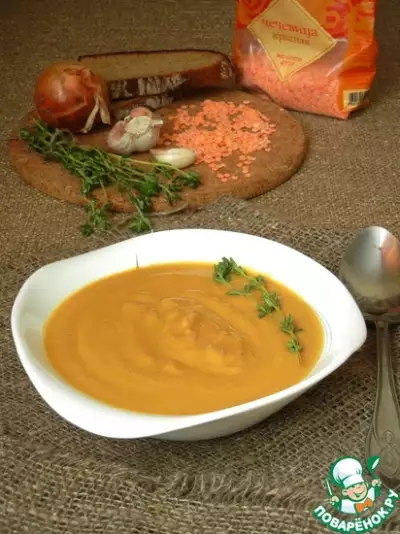 Тыквенно-морковный крем-суп с чечевицей