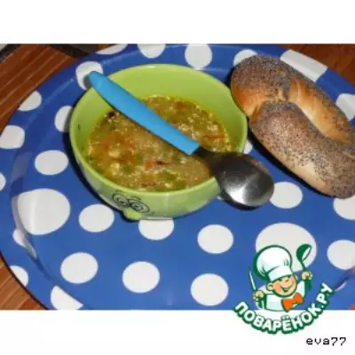 Суп овощной с горошком и капустой