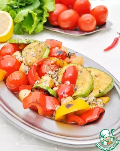 Салат из овощей-гриль и гребешка