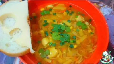 Овощной суп с рыбным филе деликатный