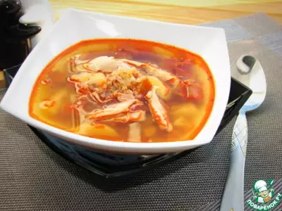Куриный суп с гречкой и баклажаном