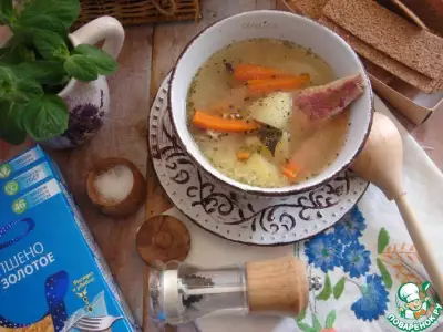 Густой рыбный суп с пшеном