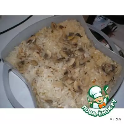 Рис с грибами и курицей в пароварке