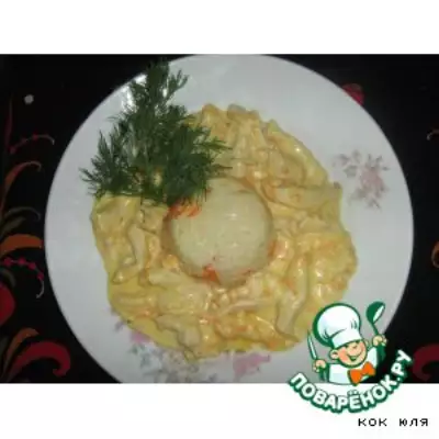 Курица в сырно-сливочном соусе с пловным рисом