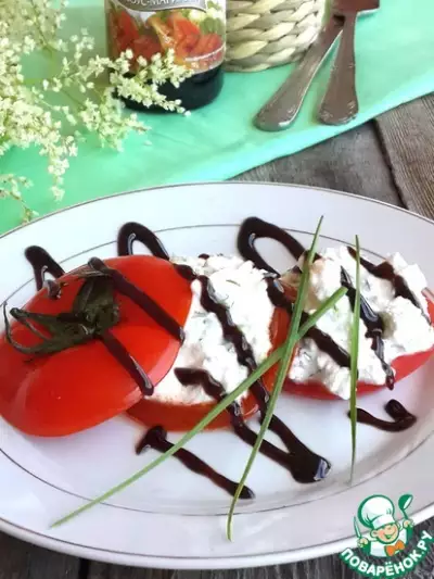 Творожный салат с подпечёнными помидорами