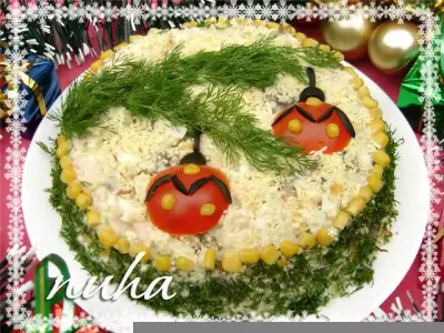 Праздничный новогодний салат "Еловая веточка"