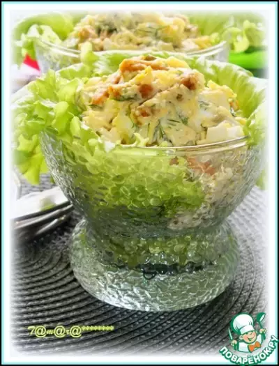 Сырный салат с сухариками