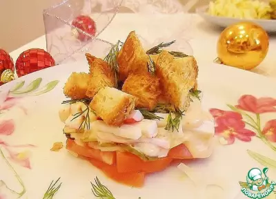Салат с помидорами и крабовыми палочками
