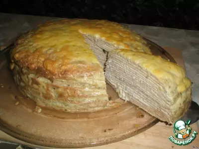 Блинный пирог с селедочным паштетом