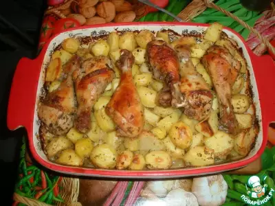 Картофель с куриными голенями в духовке