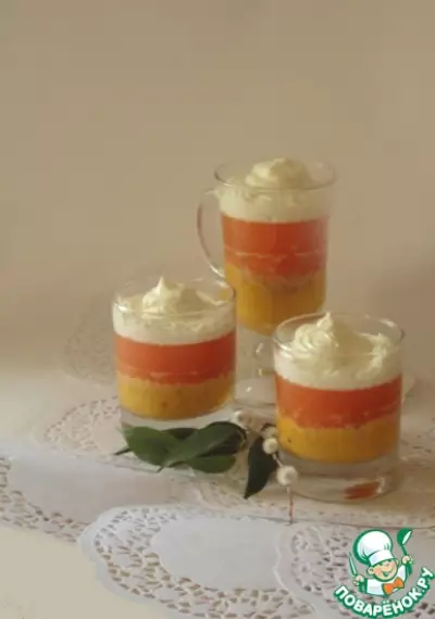 Десерт с грейпфрутовым (цитрусовым) желе и творожным кремом
