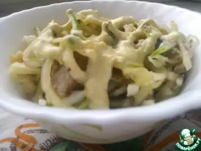Кальмаровый салат с грибами