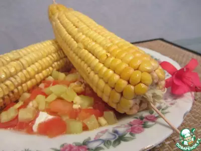 Кукуруза, запеченная на овощной подушке