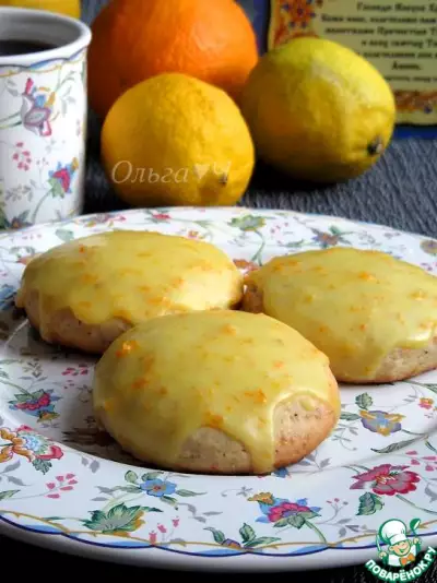 Лимонные сконы с миндалем в апельсиновой глазури