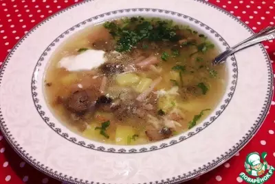 Сырный суп с ветчиной и шампиньонами