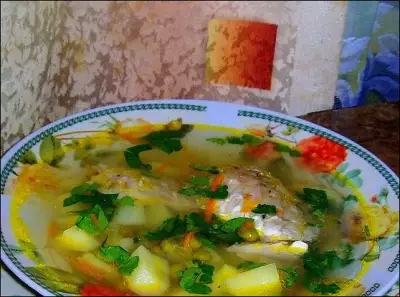 Суп с пеленгасом и горошком