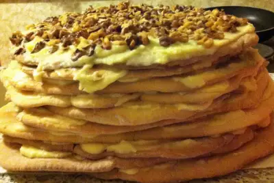 Медовый торт с грецкими орехами