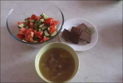 Постный суп с шампиньонами и рисом