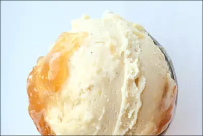 Мороженое с кешью-пастой, ванилью и яблочным вареньем