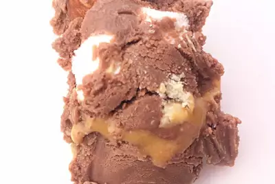 Шоколадное мороженое с маршмэллоу миндалем и карамельной прослойкой