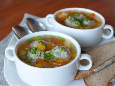 Суп с фрикадельками в микроволновой печи