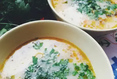 Сырный суп с грибами и курицей