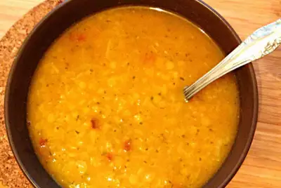 Крем-суп из красной чечевицы с тыквой