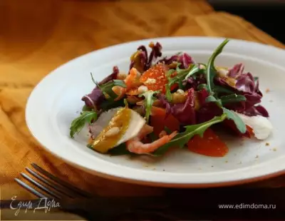 Салат с креветками и топинамбуром