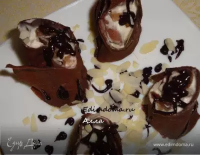 Шоколадные роллы (или шоколадные блинчики с маскарпоне и грушей)