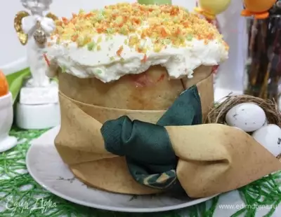 Кулич-пирог с сайрой и яйцами