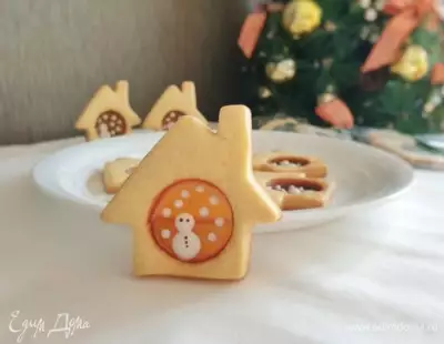 Стеклянное печенье снеговик в домике