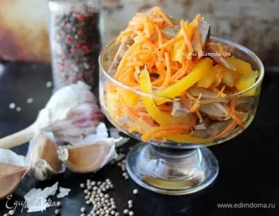 Салат с языком и морковкой по-корейски