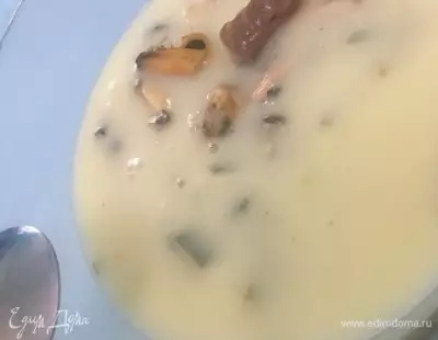 Суп с мидиями и белорыбицей