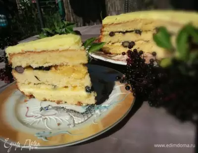 Лимонный торт с голубикой