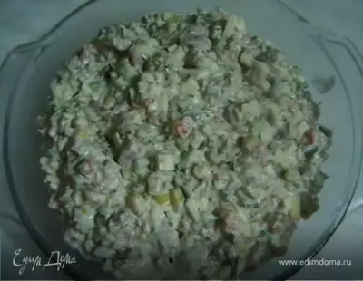 Салат  с говядиной и кукурузкой