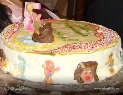 Торт на день рождения полянка винни пуха