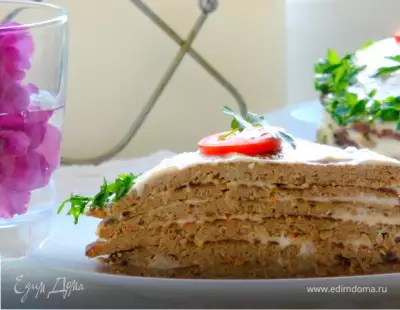 Печеночный торт с гречневой мукой фото