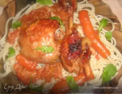 Курица по итальянски в томате pollo in italiano in salsa di pomodori