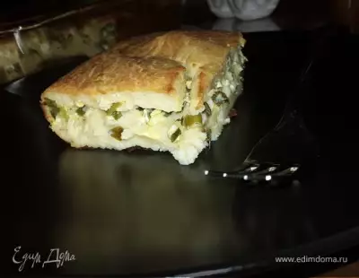 Заливной пирог с зеленым луком и яйцом