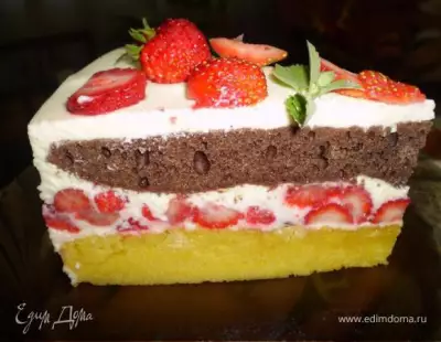 Клубничный торт с творожным кремом "Мохито"