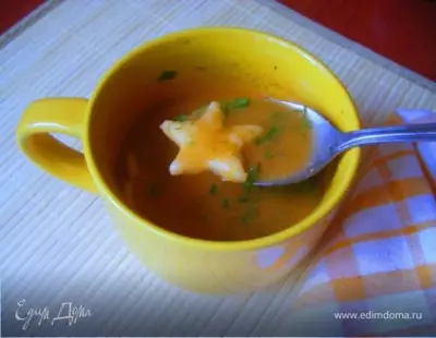 Летний овощной суп пюре с чесночно сырными клецками