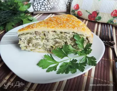 Закрытый творожно сырный пирог с баклажанами и зеленью