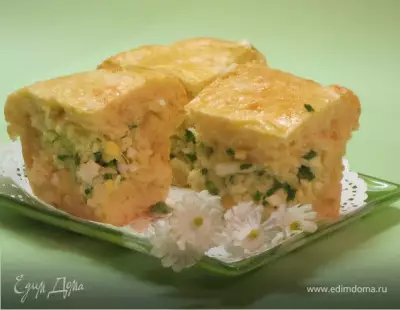 Пирог с яйцом, зеленым луком и рисом